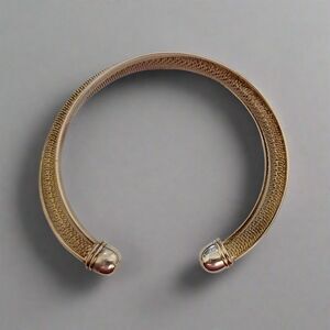 Silver Tone Textured Cuff Bracelet Adjustable Open Bangle Vintage Style Jewelry